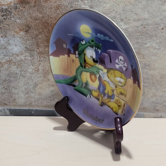 Garfield Calendar October Plate Jim Davis Plate No A 1444 Danbury Mint - Picture 11 of 14